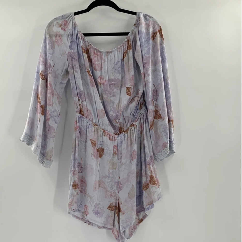Mossimo Supply Co. Floral Jumpsuit - light blue, purple and brown hints